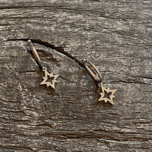 Dangle star hoop earrings