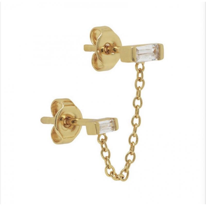 Baguette chain stud earring