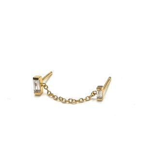 Baguette chain stud earring