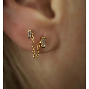Baguette chain stud earring
