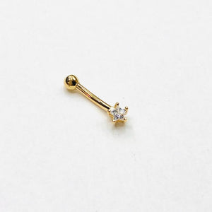 14K solid gold star eyebrow curve ring