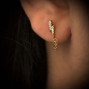 Earrings with chain lightning bolt earrings