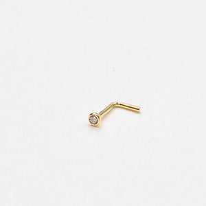 L-shaped 14K solid gold nose ring