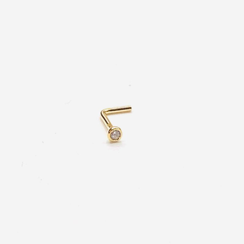 22G Solid 14K Yellow Gold or White Gold L-Shape Nose Stud with Prong Set  real Blue Sapphire Gemstone - September Birthstone Nose Ring-LSWG_SP-1.5MM  - Walmart.com