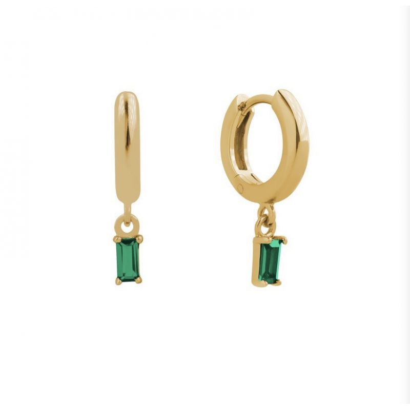Dangle emerald  hoop earrings