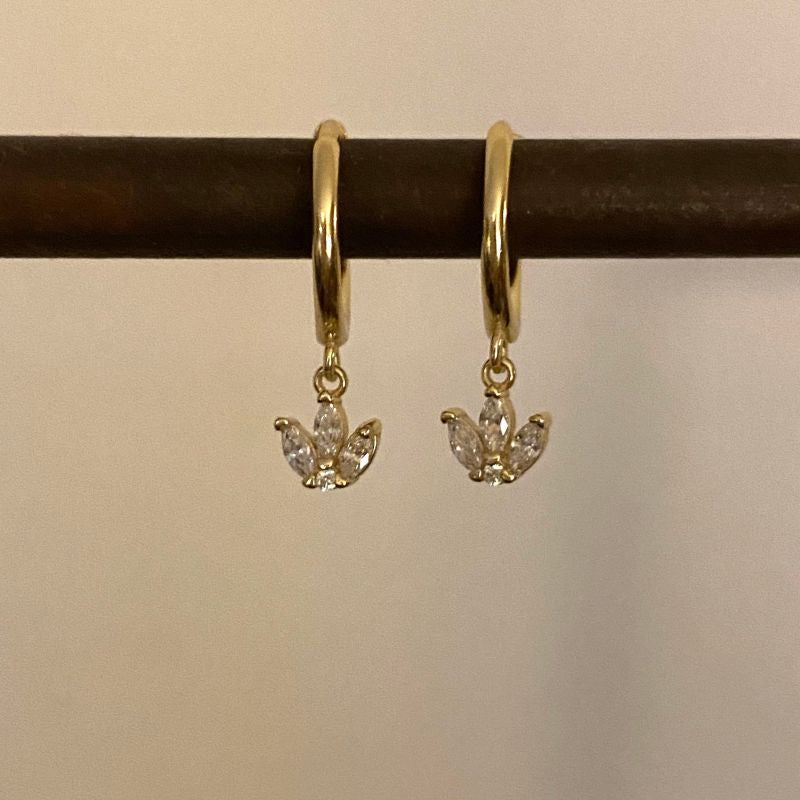 Dangle lotus hoop earrings,