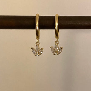 Dangle lotus hoop earrings,
