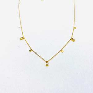 Dainty baguette crystal charm necklace