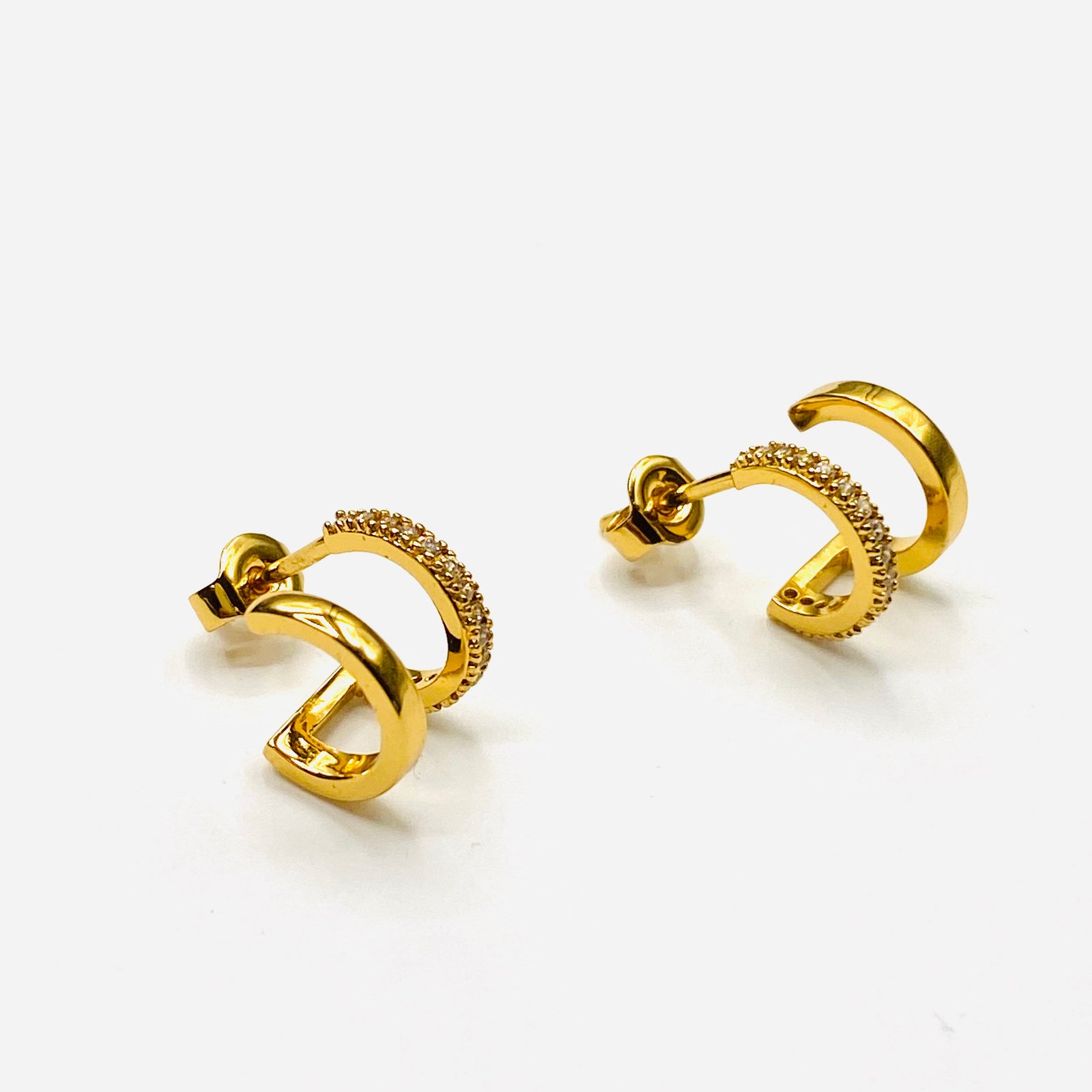 Elegant CZ Double Hoop stud