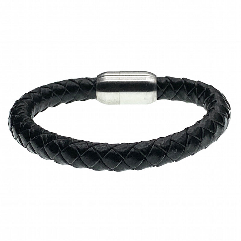 Brixton black unisex braided leather bracelet