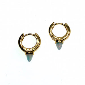 Bullet opal hoop earrings