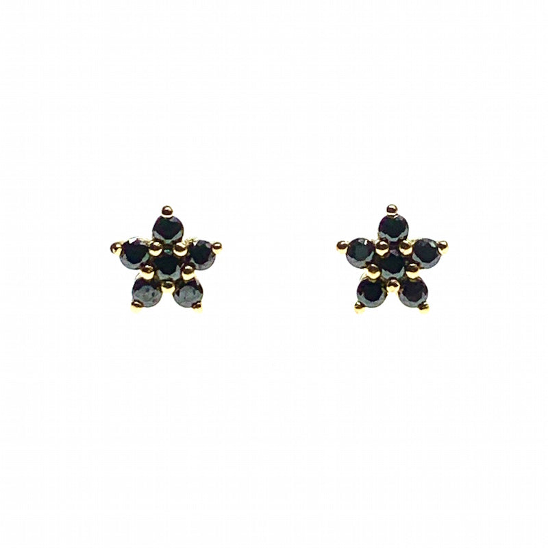 Flower black crystal stud earring