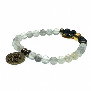 Grey quartz lotus bracelet