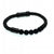 Hoxton Black unisex leather and stainless steel stone bracelet