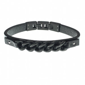 Kensington black leather bracelet