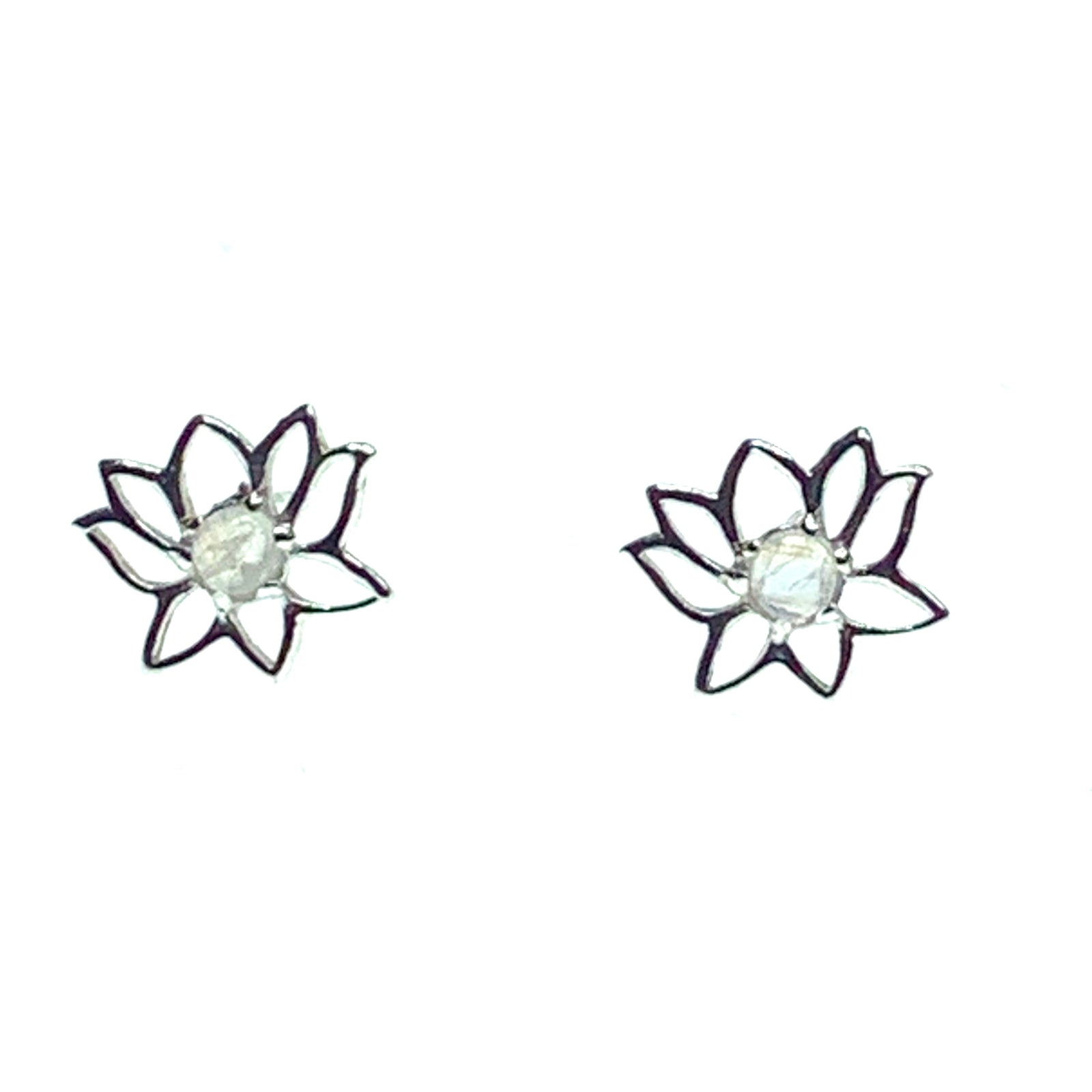Lotus stone stud earrings