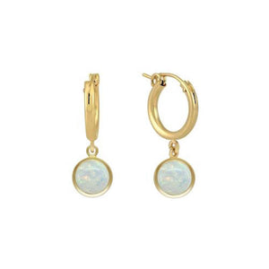 Opal hoop charm earrings