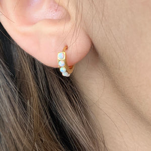 Opal huggies earrings