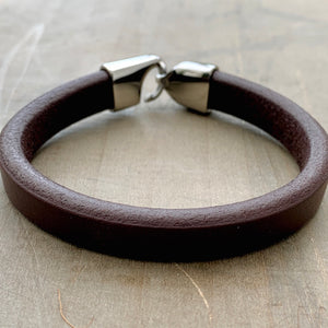 Portobello black unisex plain leather bracelet