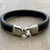 Portobello black unisex plain leather bracelet