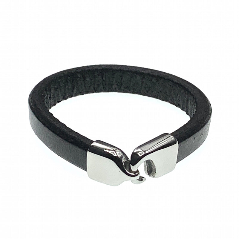 Portobello black unisex plain leather bracelet
