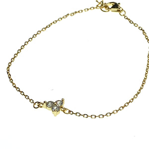 Gold-plated silver or silver lotus bracelet with cubic zirconia
