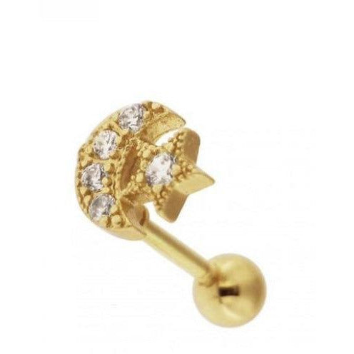 Moon and star cartilage piercing Tragus/helix/conch/rook