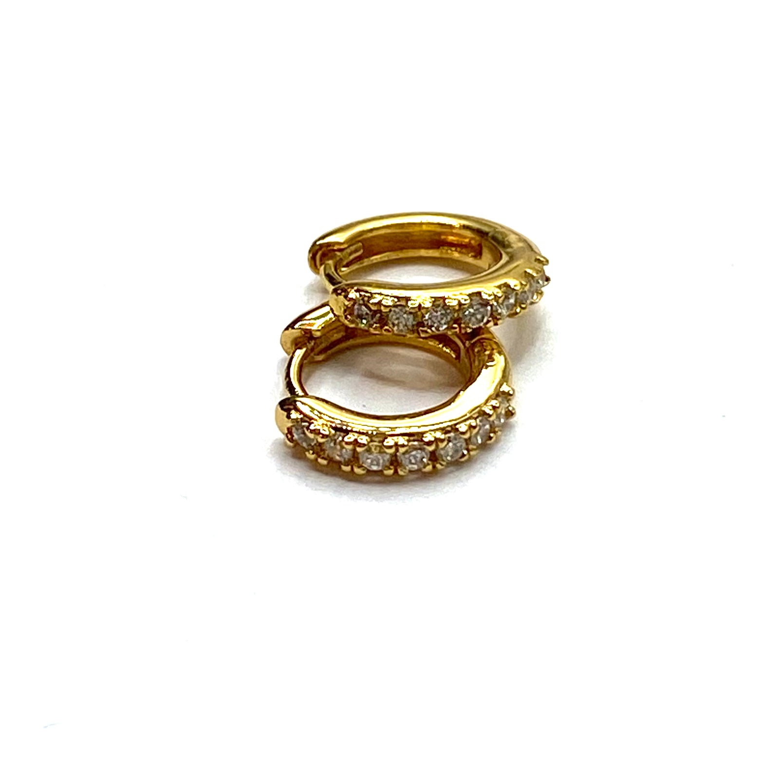 Cz encrusted huggie hoop  earring