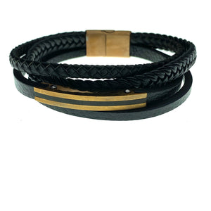 Men’s braided copper and  leather bracelet
