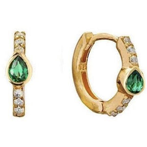 Emerald and CZ hoop earrings