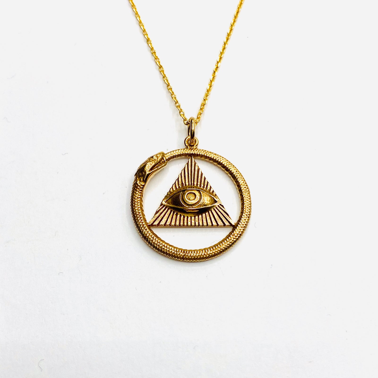 Ouroboros and third eye unisex necklace