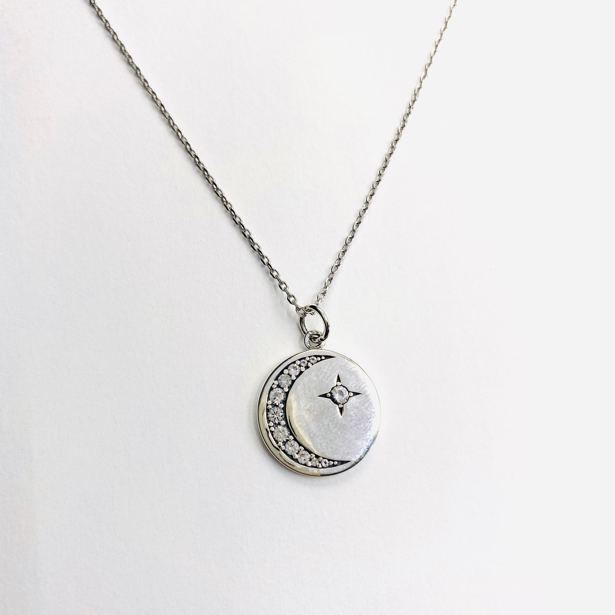 Star and moon silver pendant