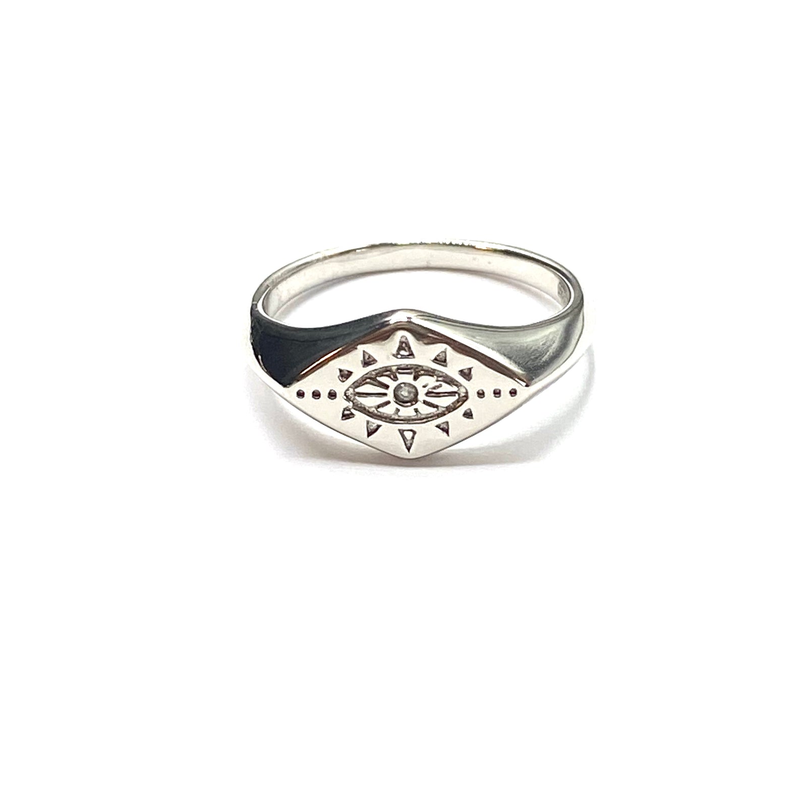 Evil eye  silver signet ring