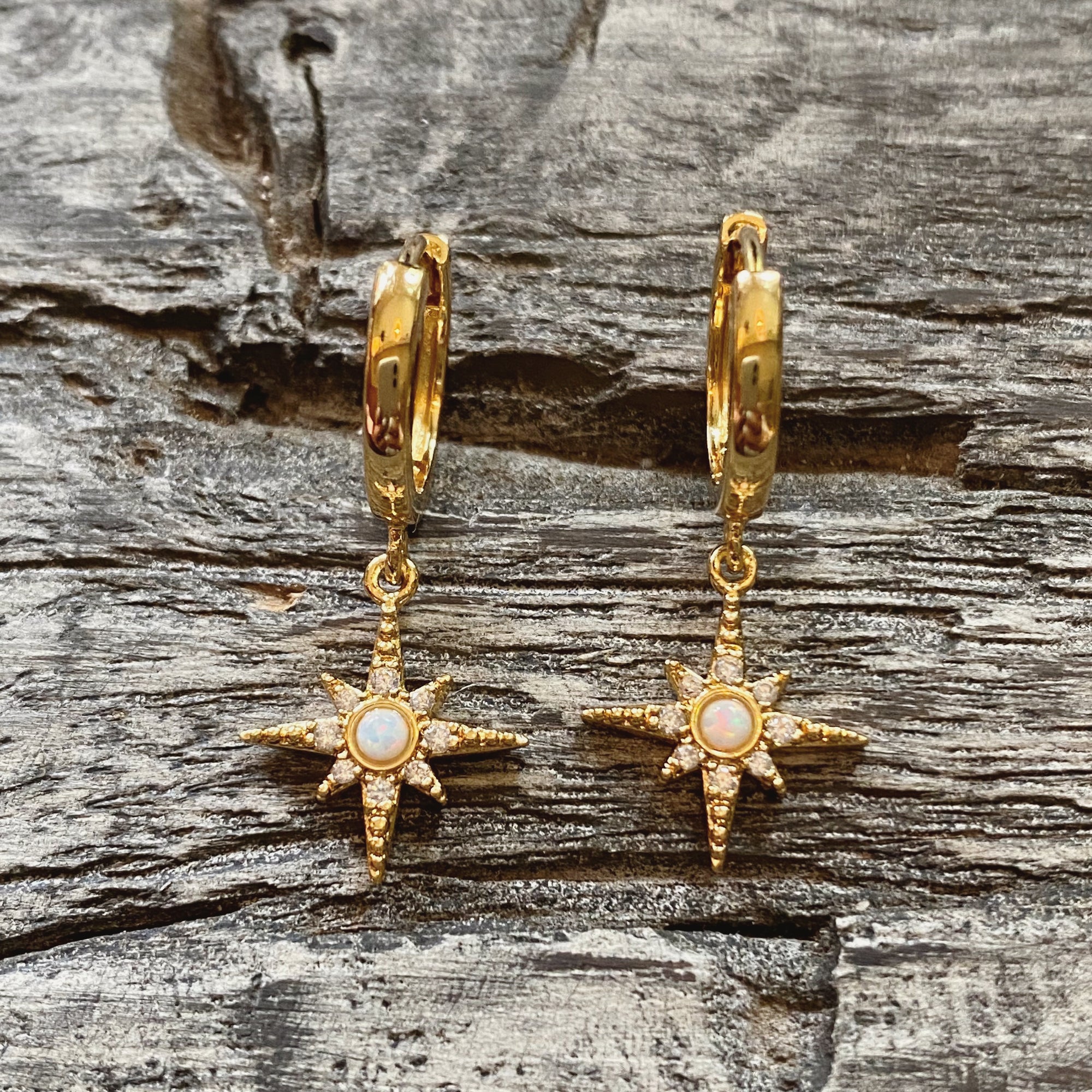 Star burst opal earrings