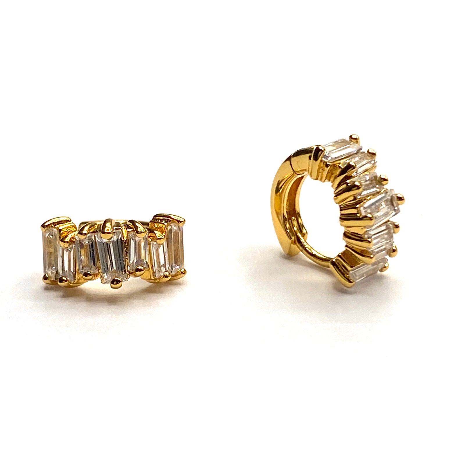 Baguette crystal hoop earrings