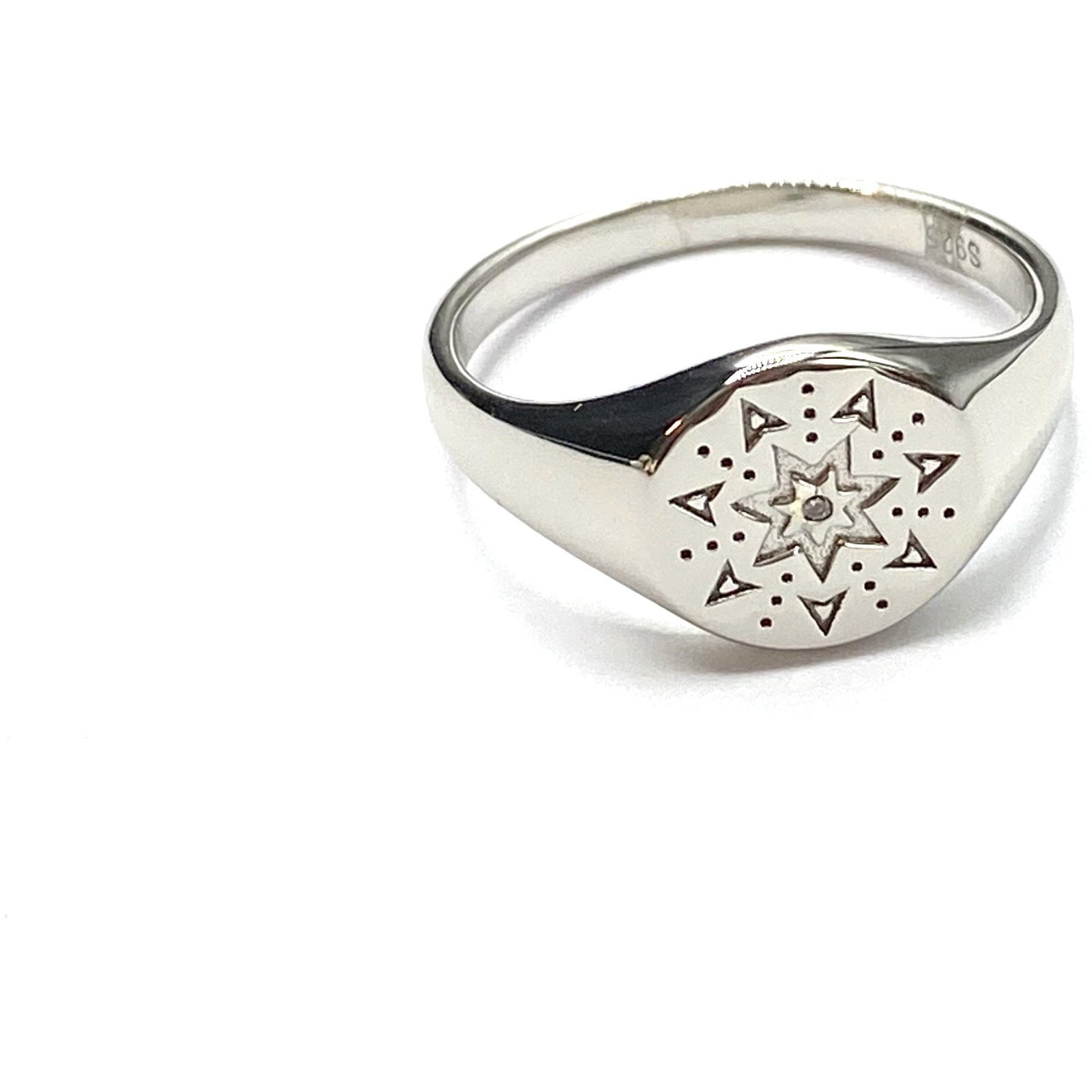 Star silver signet ring