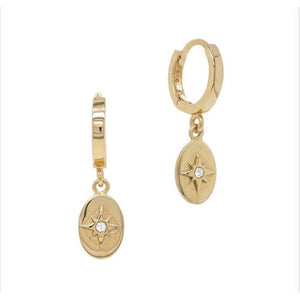 Oval star hoop earrings