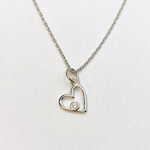 Tiny heart birthstone necklace