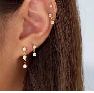Bezel trio earrings