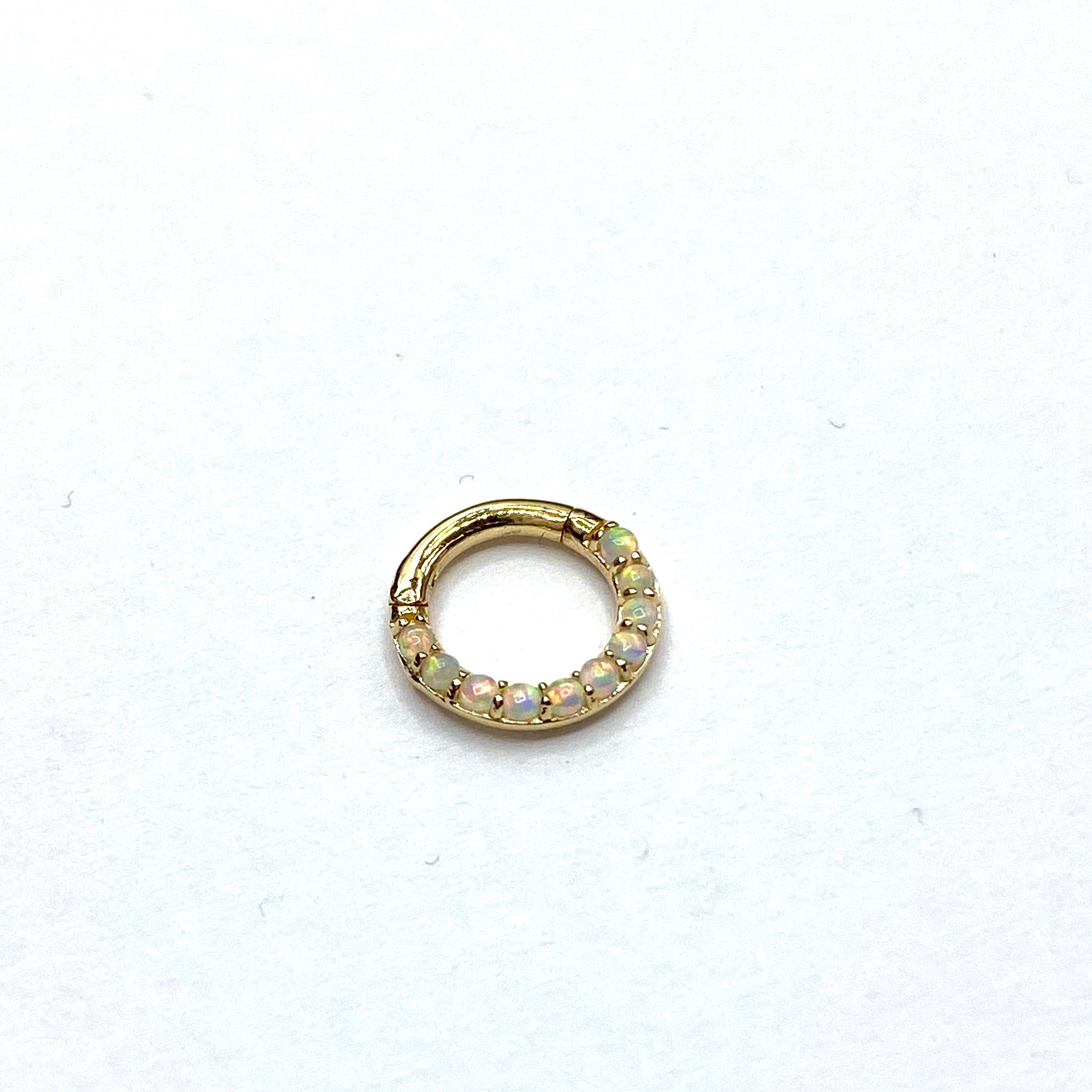 Gold nose ring with clear crystal and ball